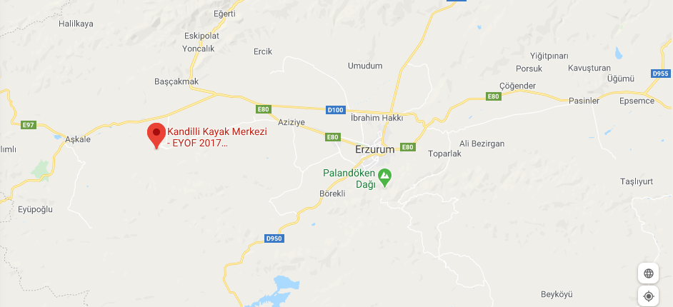 Erzurum Kayak Merkezleri - Kandilli Kayak Merkezi Harita
